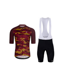 HOLOKOLO Tricoul și pantaloni scurți de ciclism - CAMOTRAIL - negru/bordo